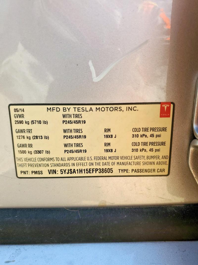 5YJSA1H15EFP38605 - 2014 TESLA MODEL S İki rəngli foto 12