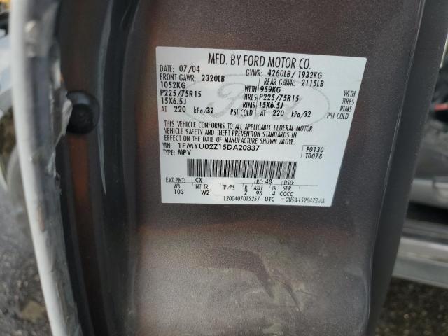 1FMYU02Z15DA20837 - 2005 FORD ESCAPE XLS GRAY photo 13