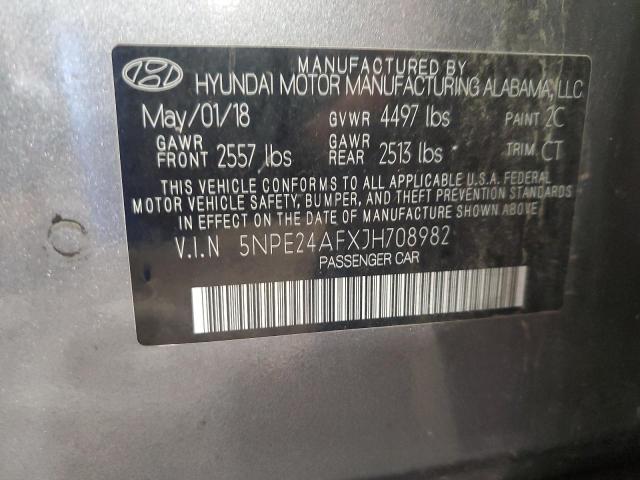5NPE24AFXJH708982 - 2018 HYUNDAI SONATA SE Gris photo 12