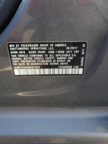 1VWDT7A34HC077570 - 2017 VOLKSWAGEN PASSAT R-LINE Մոխրագույն լուսանկար 13