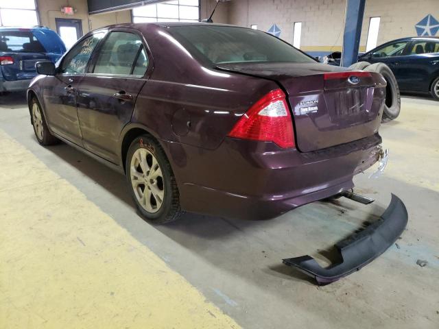 3FAHP0HA1CR392427 - 2012 FORD FUSION SE BURGUNDY photo 3