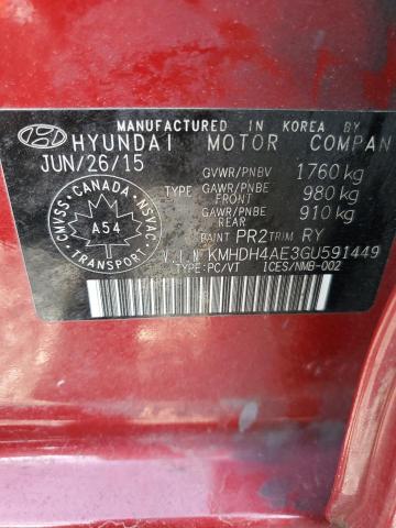 KMHDH4AE3GU591449 - 2016 HYUNDAI ELANTRA SE RED photo 13