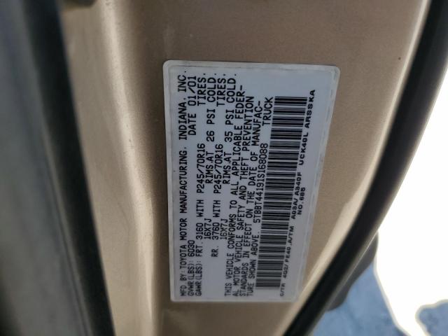 5TBBT44191S168088 - 2001 TOYOTA TUNDRA ACCESS CAB 米色 照片 12