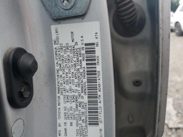 5TEJU62NX6Z311545 - 2006 TOYOTA TACOMA DOUBLE CAB PRERUNNER SILVER photo 12
