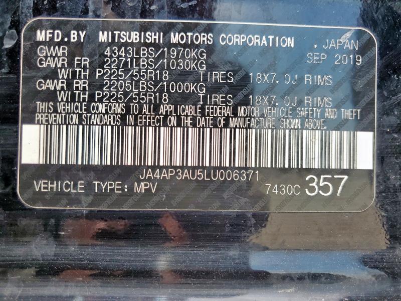 JA4AP3AU5LU006371 - 2020 MITSUBISHI OUTLANDER ES Қара фото 13