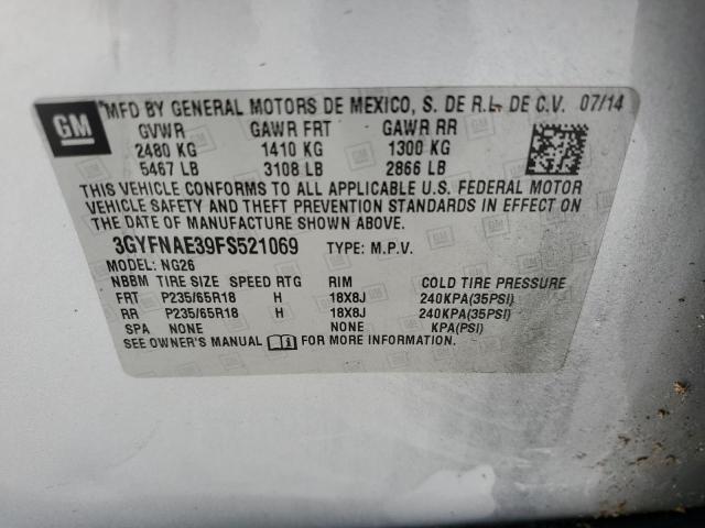 3GYFNAE39FS521069 - 2015 CADILLAC SRX SILVER photo 12