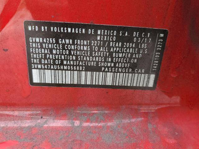 3VW547AU5HM056882 - 2017 VOLKSWAGEN GTI SPORT RED photo 12