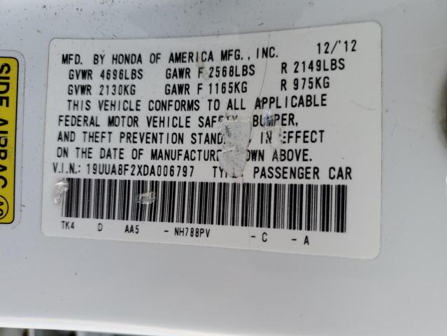 19UUA8F2XDA006797 - 2013 ACURA TL 白色 照片 13