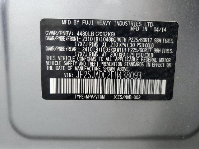 JF2SJADC2FH438093 - 2015 SUBARU FORESTER 2.5I PREMIUM 银色 照片 13