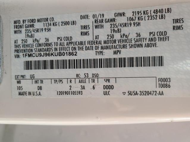 1FMCU9J96KUB01862 - 2019 FORD ESCAPE TITANIUM Ağ foto 13