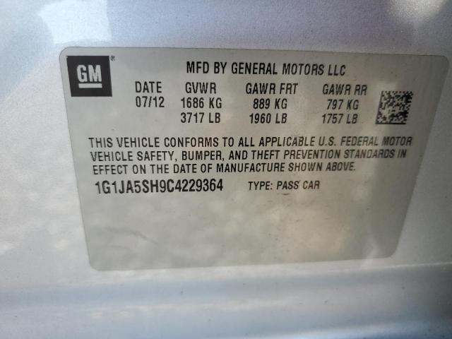 1G1JA5SH9C4229364 - 2012 CHEVROLET SONIC LS 银色 照片 13