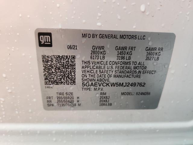 5GAEVCKW5MJ249762 - 2021 BUICK ENCLAVE AVENIR 白色 照片 14