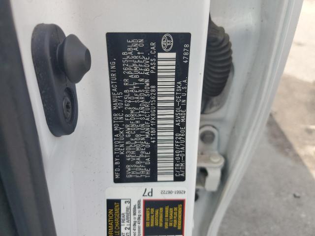 4T1BF1FK8GU156288 - 2016 TOYOTA CAMRY LE WHITE photo 12