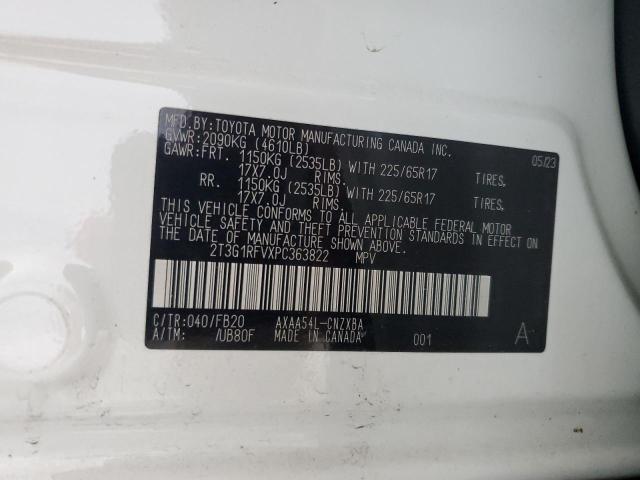 2T3G1RFVXPC363822 - 2023 TOYOTA RAV4 LE Blanc photo 13