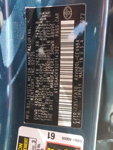 4T1DAACK9SU114362 - 2025 TOYOTA CAMRY XSE BLUE photo 12