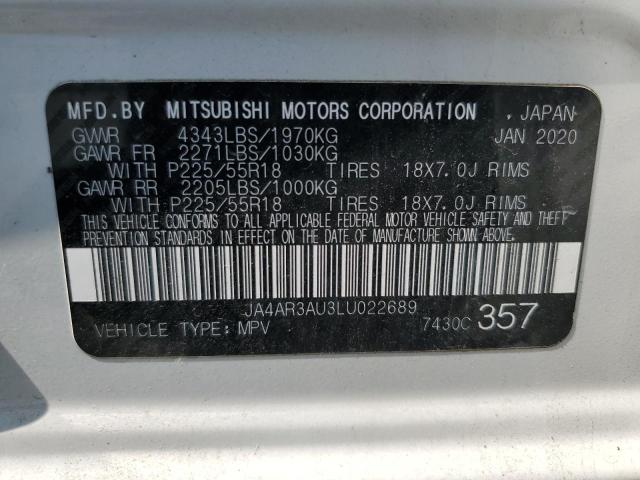JA4AR3AU3LU022689 - 2020 MITSUBISHI OUTLANDER ES WHITE photo 13