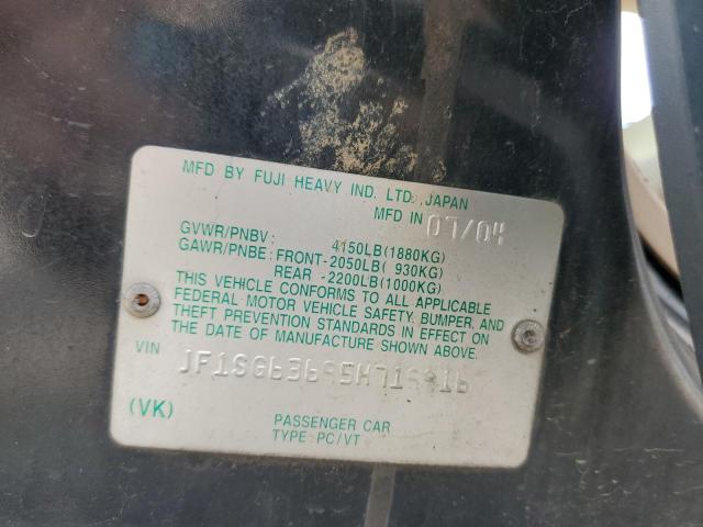 JF1SG63695H719916 - 2005 SUBARU FORESTER 2.5X BLACK photo 12