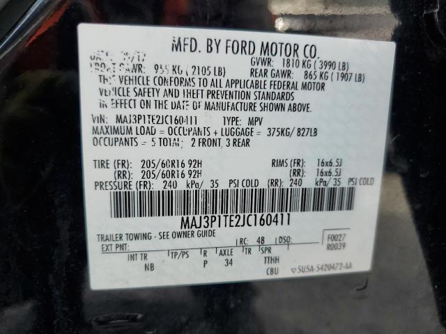 MAJ3P1TE2JC160411 - 2018 FORD ECOSPORT SE Қара фото 13