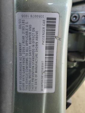 WVWPD63B34E069941 - 2004 VOLKSWAGEN PASSAT GLS მწვანე ფოტო 12