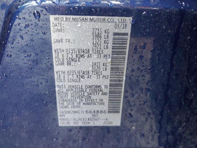 5N1DR2MM5JC664886 - 2018 NISSAN PATHFINDER S Mavi foto 13