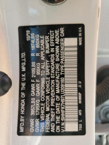 SHHFK7H97LU209160 - 2020 HONDA CIVIC SPORT TOURING WHITE photo 12