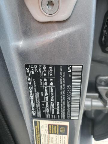 4JGDA5HB9CA002695 - 2012 MERCEDES-BENZ ML 350 4MATIC GRAY photo 13