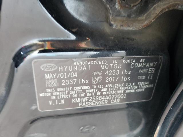 KMHWF25S84A077001 - 2004 HYUNDAI SONATA GL BLACK photo 12