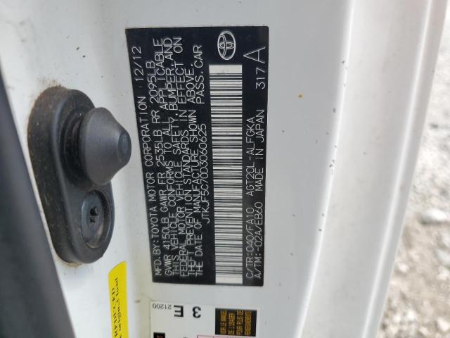 JTKJF5C70D3060625 - 2013 TOYOTA SCION TC WHITE photo 12