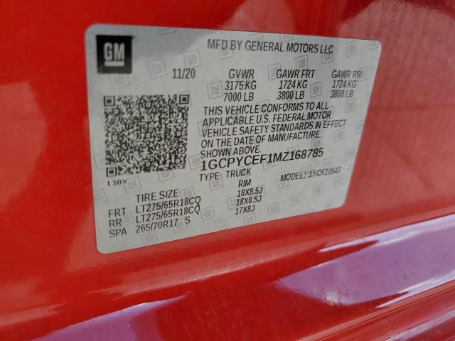 1GCPYCEF1MZ168785 - 2021 CHEVROLET SILVERADO K1500 TRAIL BOSS CUSTOM RED photo 13