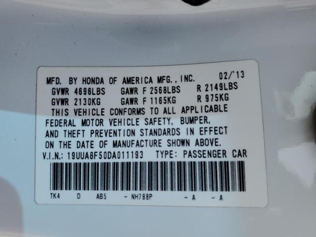 19UUA8F50DA011193 - 2013 ACURA TL TECH WHITE photo 12