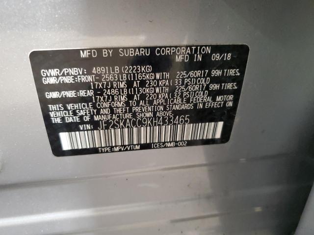 JF2SKACC9KH433465 - 2019 SUBARU FORESTER SILVER photo 14