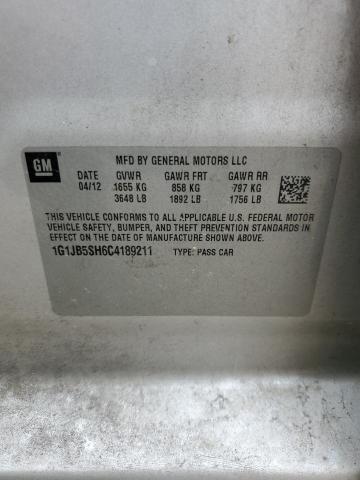 1G1JB5SH6C4189211 - 2012 CHEVROLET SONIC LS 银色 照片 12