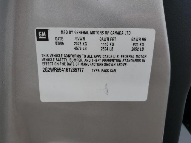 2G2WR554161265777 - 2006 PONTIAC GRAND PRIX GT Plata foto 13