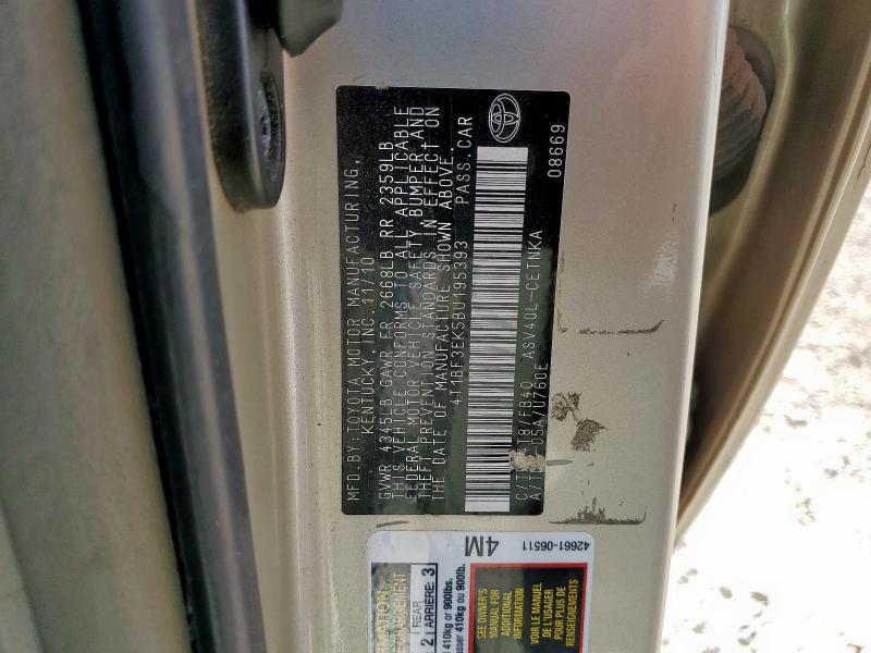 4T1BF3EK5BU195393 - 2011 TOYOTA CAMRY BASE BEIGE photo 12