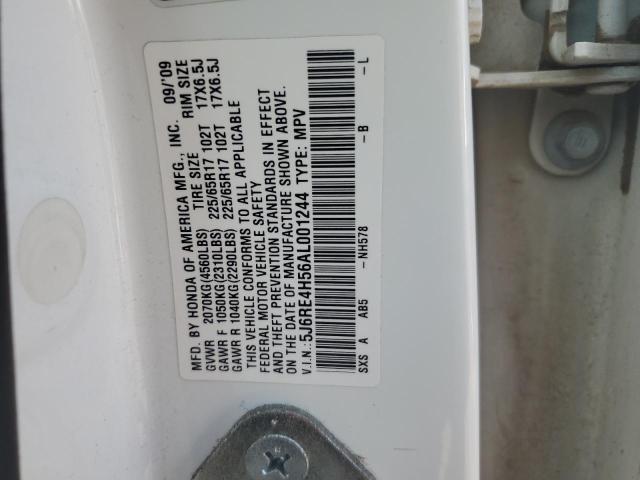 5J6RE4H56AL001244 - 2010 HONDA CR-V EX WHITE photo 13