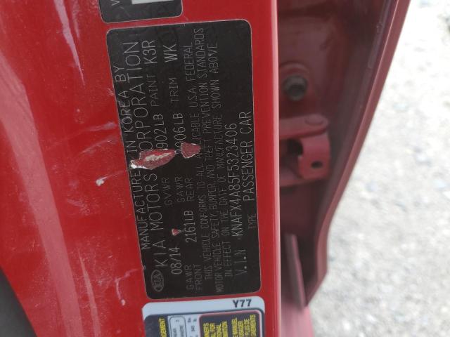 KNAFX4A85F5323406 - 2015 KIA FORTE EX RED photo 12