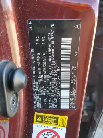 5TDJKRFH7ES039544 - 2014 TOYOTA HIGHLANDER XLE Bordeaux Foto 13