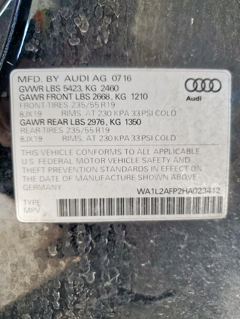 WA1L2AFP2HA023412 - 2017 AUDI Q5 PREMIUM PLUS Noir photo 13