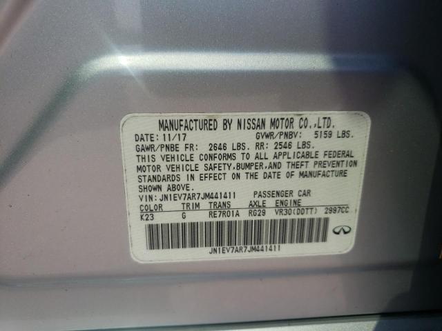 JN1EV7AR7JM441411 - 2018 INFINITI Q50 LUXE SILVER photo 12