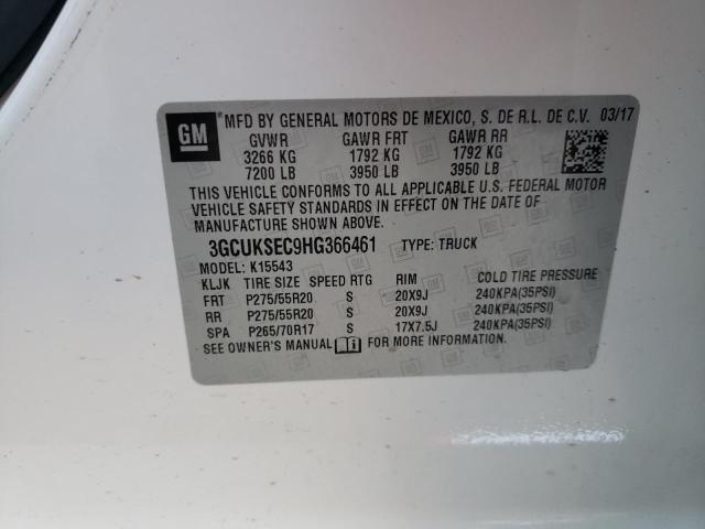 3GCUKSEC9HG366461 - 2017 CHEVROLET SILVERADO K1500 LTZ WHITE photo 12