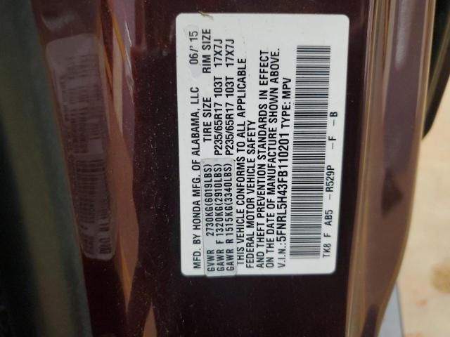 5FNRL5H43FB110201 - 2015 HONDA ODYSSEY EX BURGUNDY photo 13