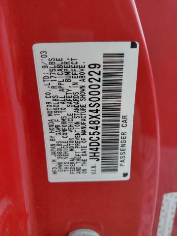 JH4DC548X4S000229 - 2004 ACURA RSX RED photo 12
