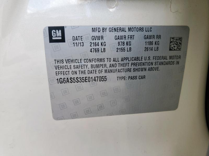 1G6AS5S35E0147055 - 2014 CADILLAC CTS PERFORMANCE COLLECTION Biały zdjęcie 12