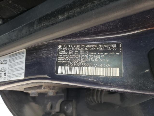 5UXFB53596LV24035 - 2006 BMW X5 4.4I BLUE photo 13