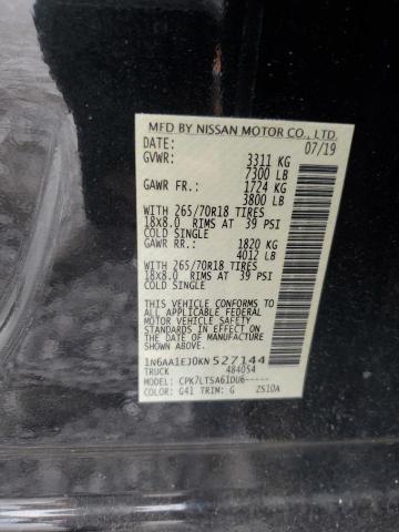 1N6AA1EJ0KN527144 - 2019 NISSAN TITAN S BLACK photo 12