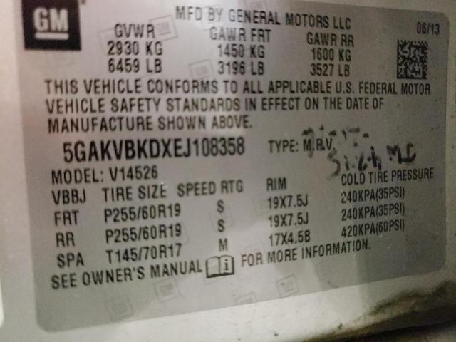 5GAKVBKDXEJ108358 - 2014 BUICK ENCLAVE SILVER photo 13