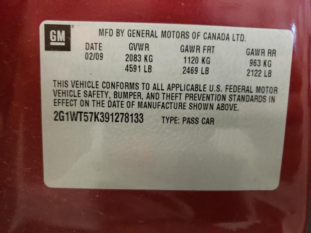 2G1WT57K391278133 - 2009 CHEVROLET IMPALA 1LT MAROON photo 12