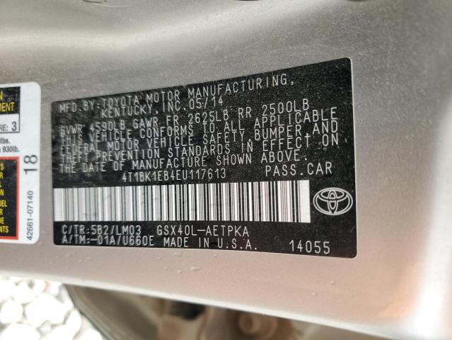 4T1BK1EB4EU117613 - 2014 TOYOTA AVALON BASE 米色 照片 12