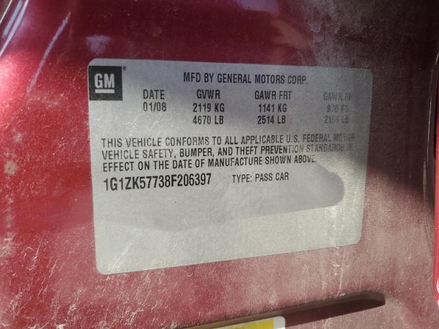 1G1ZK57738F206397 - 2008 CHEVROLET MALIBU LTZ Qırmızı foto 12