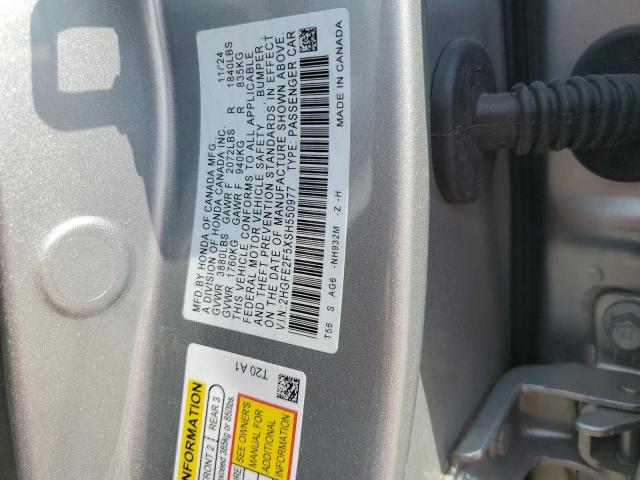 2HGFE2F5XSH550977 - 2025 HONDA CIVIC SPORT 银色 照片 12